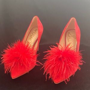 Sam Edelman Red Pom Pumps